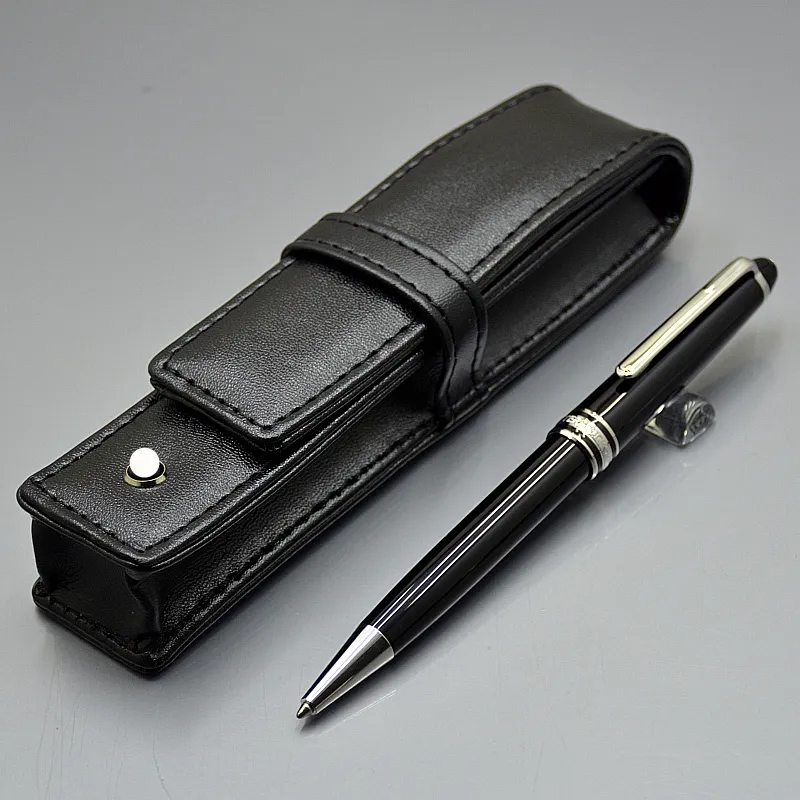 Luxury MSK-163 Classic Black Harts Ballpoint Pen Stationery Office School Leverantör Skriva påfyllning Pennor med Tyskland Serienummer och Pen Bag Box-alternativ