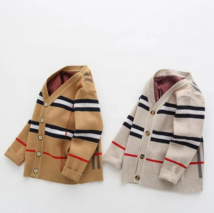 Autunno Neonati maschi Cardigan Maglione con scollo a V per bambine Maglieria Maglione di cotone a maniche lunghe Abbigliamento per bambini Cappotto per bambini