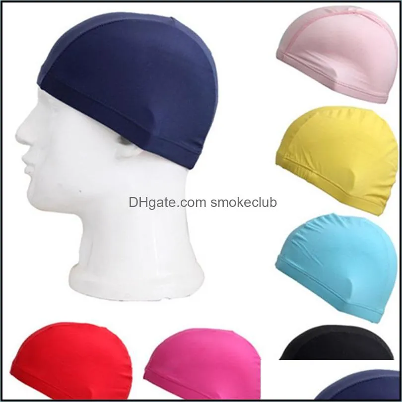 Caps Equipment Sports & Outdoors Candy Color Swim Cap Men Women Cloth Bathing Hat Convenient And Durable Indoor Swimming Supplies S 0 95Yf C