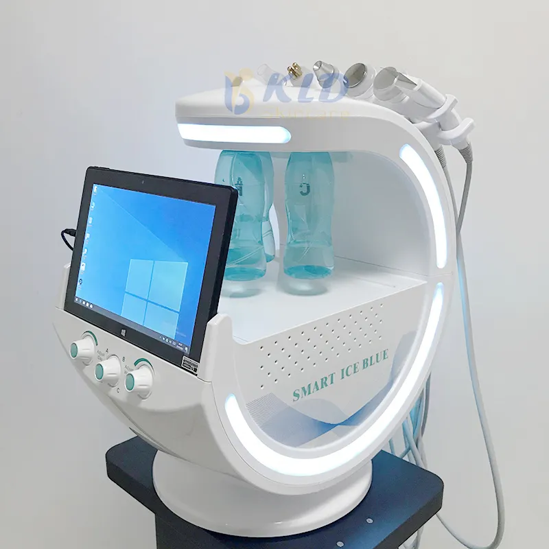 Slimme Facial Analyzer Microdermabrasie RF Lifting Scrubber Peeling Antiwreinkle Gloeien Intelligent Ice Blue Beauty Device