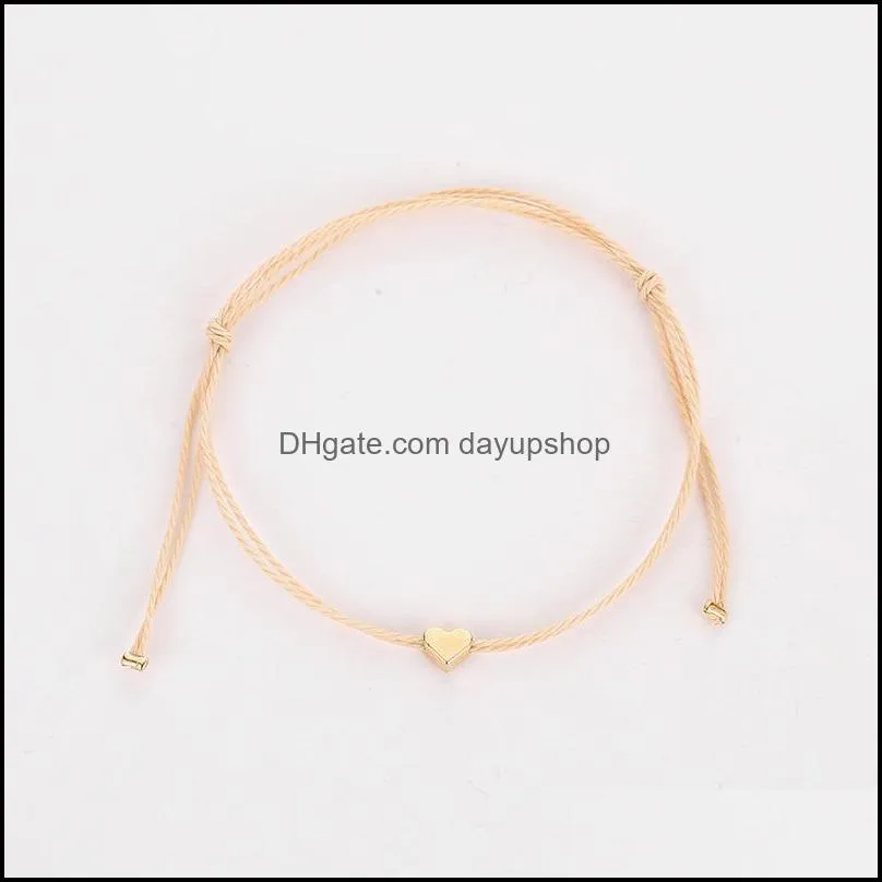 2022 new Hot selling jewelry sweet simple twine cord heart-shaped bracelet small  love heart bracelet