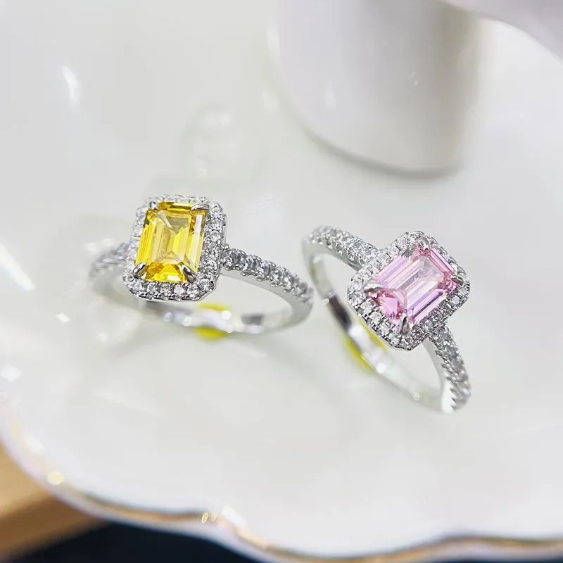 Clusterringe wertvoll 1ct Topaz Promise Ring 925 Sterling Silber Engagement Ehering für Frauen Brautparty Schmuckgeschenk