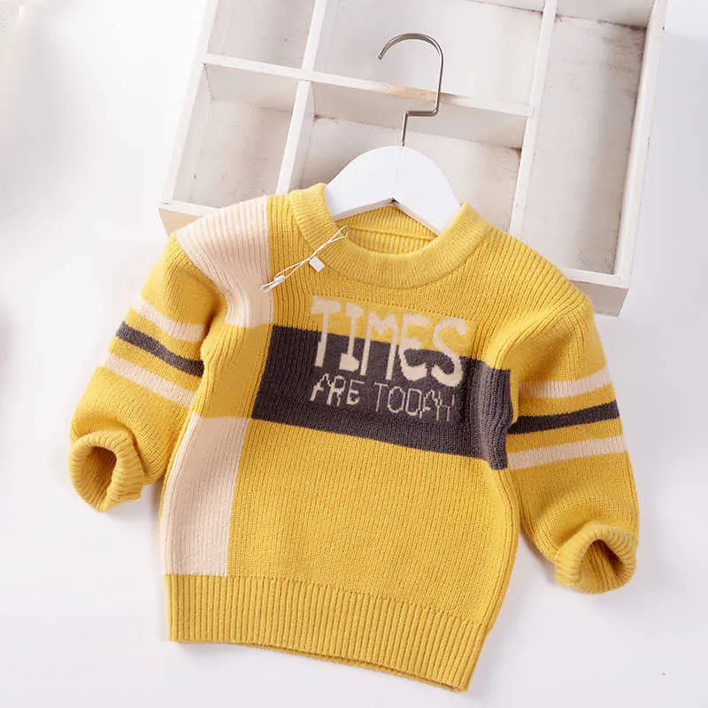 Baby Boys Knit Sweater Pullover Jumper Soft Autumn Winter 2024 Toddler Clothes Spliced Design European Style Kids Jumper for 0 5 Years Old