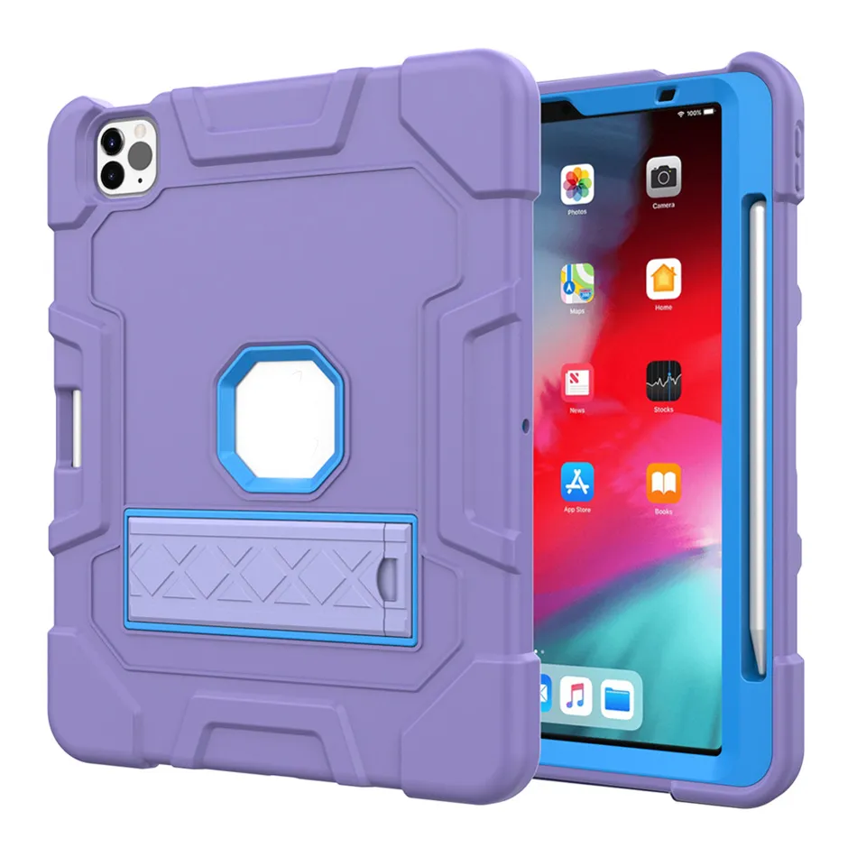 Silicone PC Heavy Duty Duty Silicone Caso à prova de choque para ipad 10.9 Air4 ipad9 pro 11 polegadas Tablet By com caneta caneta titular de manga protetora capa