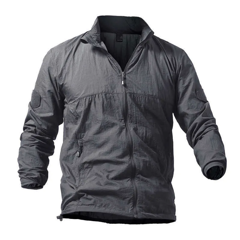 육군 군사 피부 재킷 전술 경량 방수 재킷 남성 여름 통기성 얇은 hoody 비옷 휴대용 윈드 브레이커 x0621
