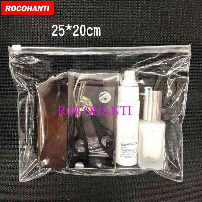 Sacchetti a chiusura lampo spessi in plastica stampati personalizzati 100X Sacchetti in PVC trasparente con cerniera per borsa per imballaggio al dettaglio di gioielli cosmetici H1231