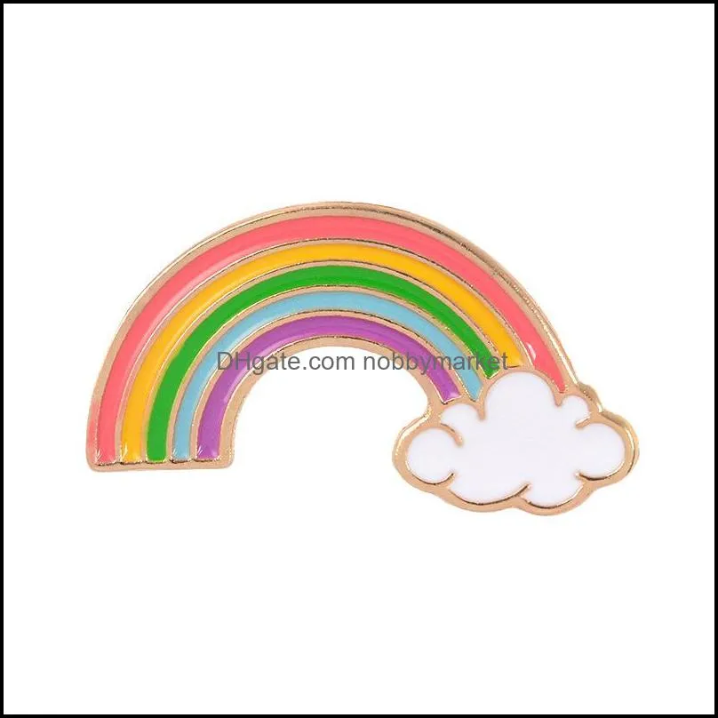 Cartoon Rainbow and Clouds Enamel Brooches For women Men Kid Collection Fashion Metal Lapel badge Brooch Pins Jewelry Gifts for