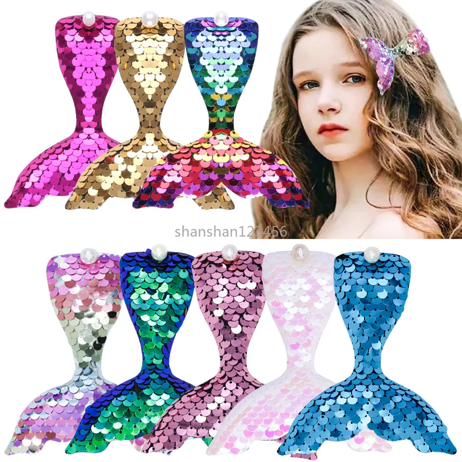 Scale Reversible Gradient Sequin Mermaid Tail Hair Clips Barrettes Children Baby Hairpin Bobby Pin Fashion Jewelry Will and Sandy