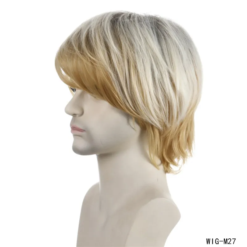 11 polegadas de peruca sintética dos homens Loira Perruques de Cheveux Humanos Simulation Human Hean Wigs Wig-M27