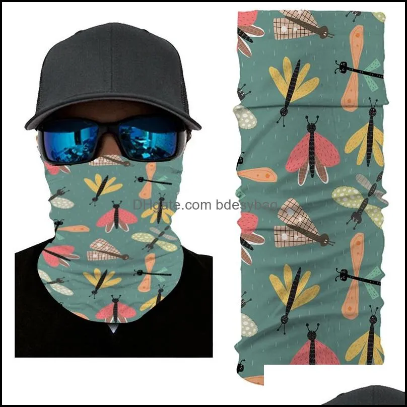 Imixlot New Fashion Dragonfly Pattern Polyester Anti-dust Magic Tube Scarf Elastic Multifunctional Warm Neck Seamless Bandanas