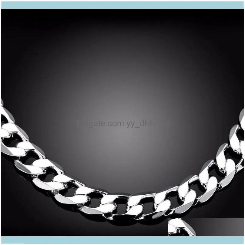 Chains 20/22inch 12 Mm Curb Chain Necklace For Men Silver 925 Necklaces Choker Man Fashion Male Jewelry Wide Collar Torque Colar