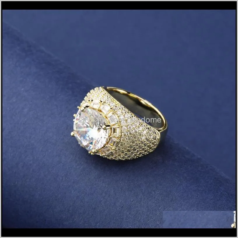 hip hop gold rings jewelry fashion mens zircon large diamond stones ring