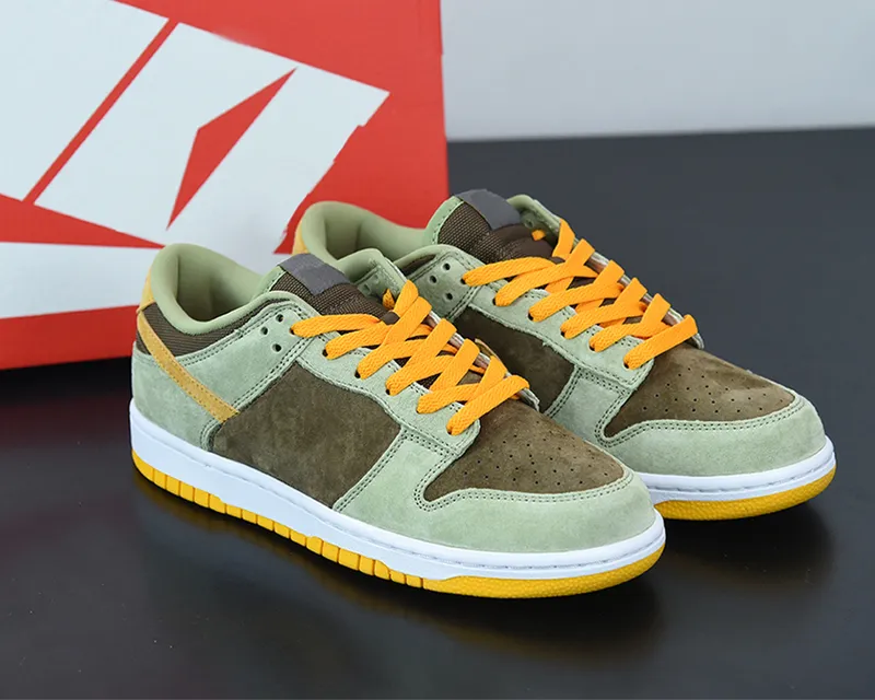 2021 Release Duck Low SE Papa Bear Skateboard Shoes Dusty Olive PRO Gold Casual Runner Outdoor Trainers Sneakers Sports Come With Box DH5360 -300