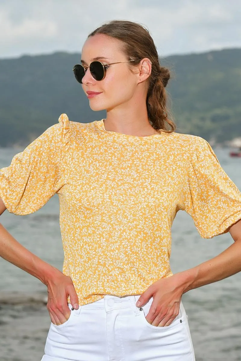 Compre Tendencia Alacati Estilo Mujeres Amarillo Princesa Sleeve Imprimir  Blusa Alc 019 013 PD Blusas De Mujeres Camisas A 8,77 € Del Amoy2021 |  Es.Dhgate.Com