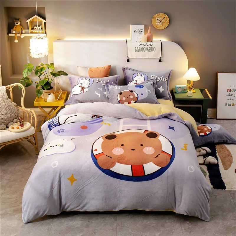 Conjunto de capa de cama de crianças dos desenhos animados