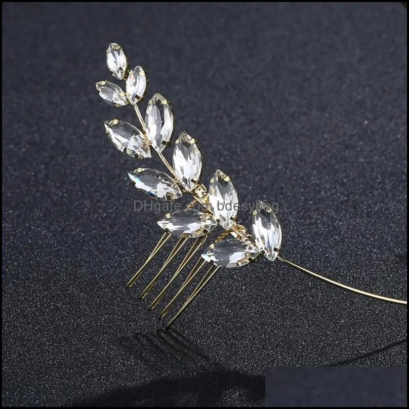 Other Bridal Olive Branch Sides Hair Combs Rhinestone Leaves Headpiece Accessories For Wemen Girls