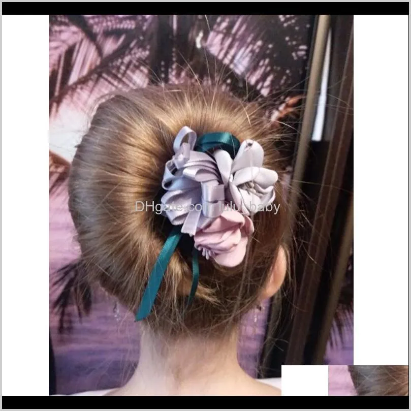 women flower donut bun maker big pearls ribbon diy hair style making tools korean fashion style hair curler accessories