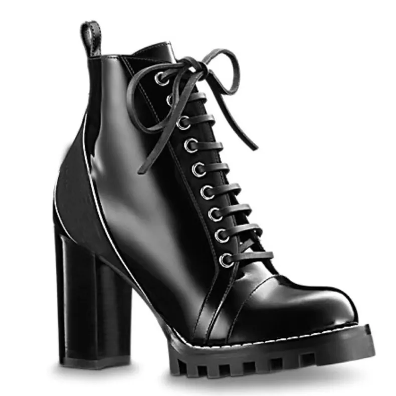 حذاء كاحل من الجلد الأصلي من منصة الحائز على جائزة الحائز على جائزة Martin Boots chunky Heel Star Trail Trail Cankle Boot Boot Winter Boot