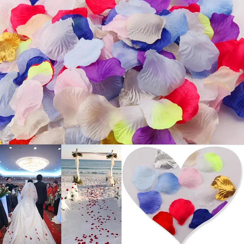 1000pcs/partie Symulacja jedwabne płatki płatków róży płatki kwiatowe do walentynkowego dekoracji dekoracji małżeństwa