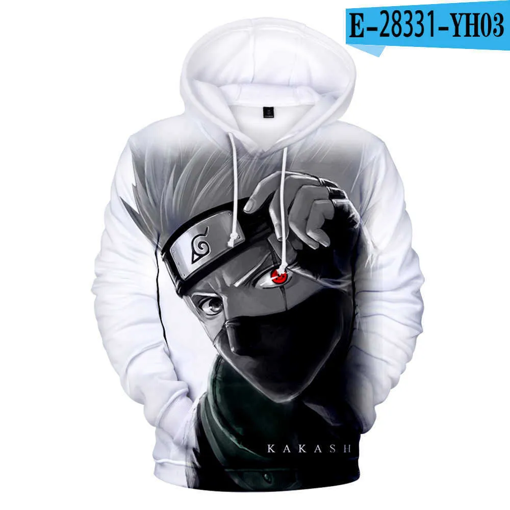 Harajuku Anime Hoodie Men/women 3D Print Uzumaki Akatsuki Sakura Kakashi Sweatshirt Sasuke Kakashi Clothes Ninja Pullovers Hoody Y0804