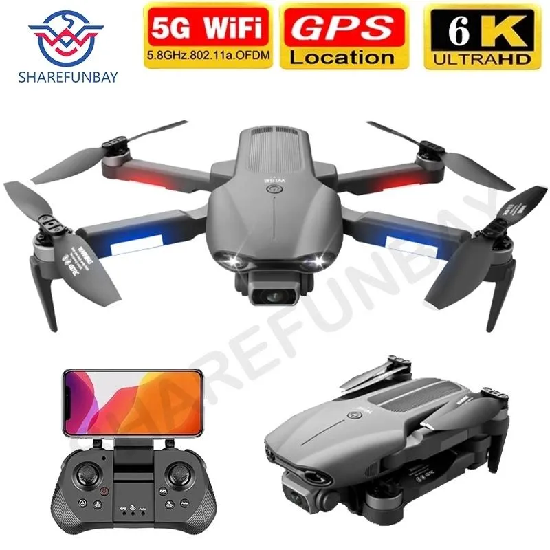 2021 nouveau drone F9 GPS 4K 6K 5G Wifi iive Video FPV Video FPV Vol Quadrotor Vol 30 minutes Distance RC Distance 3000m Drone HD Land-angle Dual Caméra
