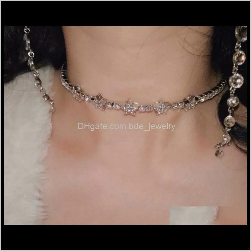 luxury designer star chocker necklaces with shining crystal m iu brand designer jewelry necklace chockers for party gift