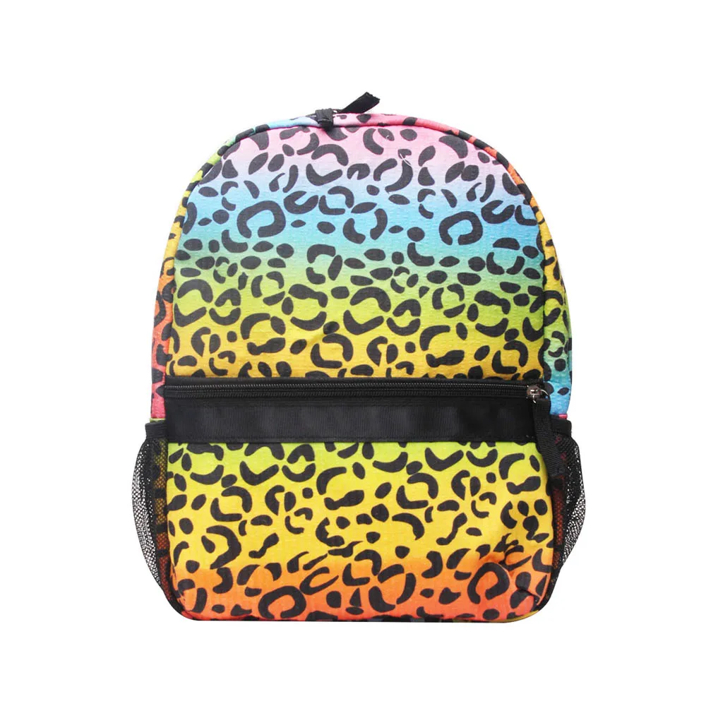 Designer-Leoparden-Schultasche für Kleinkinder, Seersucker-Kinderrucksack, niedliche Geparden-Schulbuchtaschen mit seitlichen Netztaschen