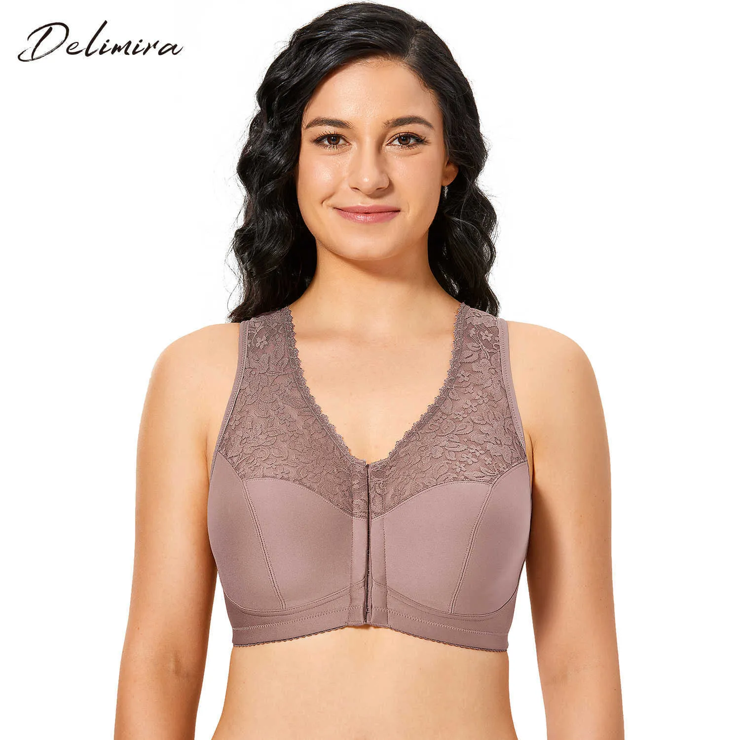 DELIMIRA Women's Front Closure Bra Plus Size Full Coverage