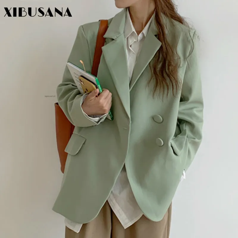 女性春秋の緩い街路磨耗ブレザージャケット韓国OLスタイルワンボタンスーツコートミューサーundwareファッション210423