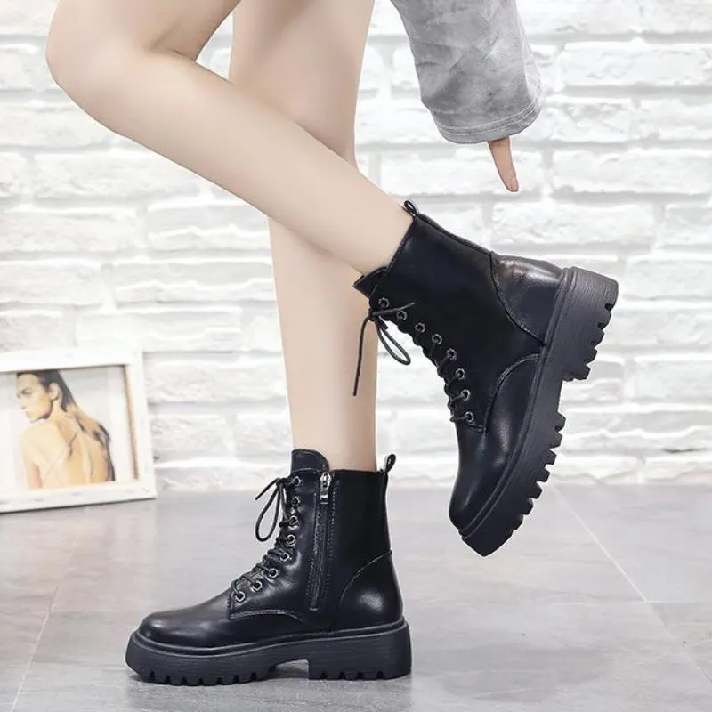 Womens booties flat discount heel