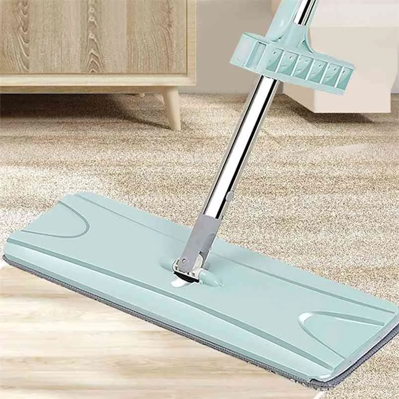 Microfiber Cloth Floor Mop Hands-free Wash Flat Swab Home House Office Cleaning Tool Replaceable Household 210423