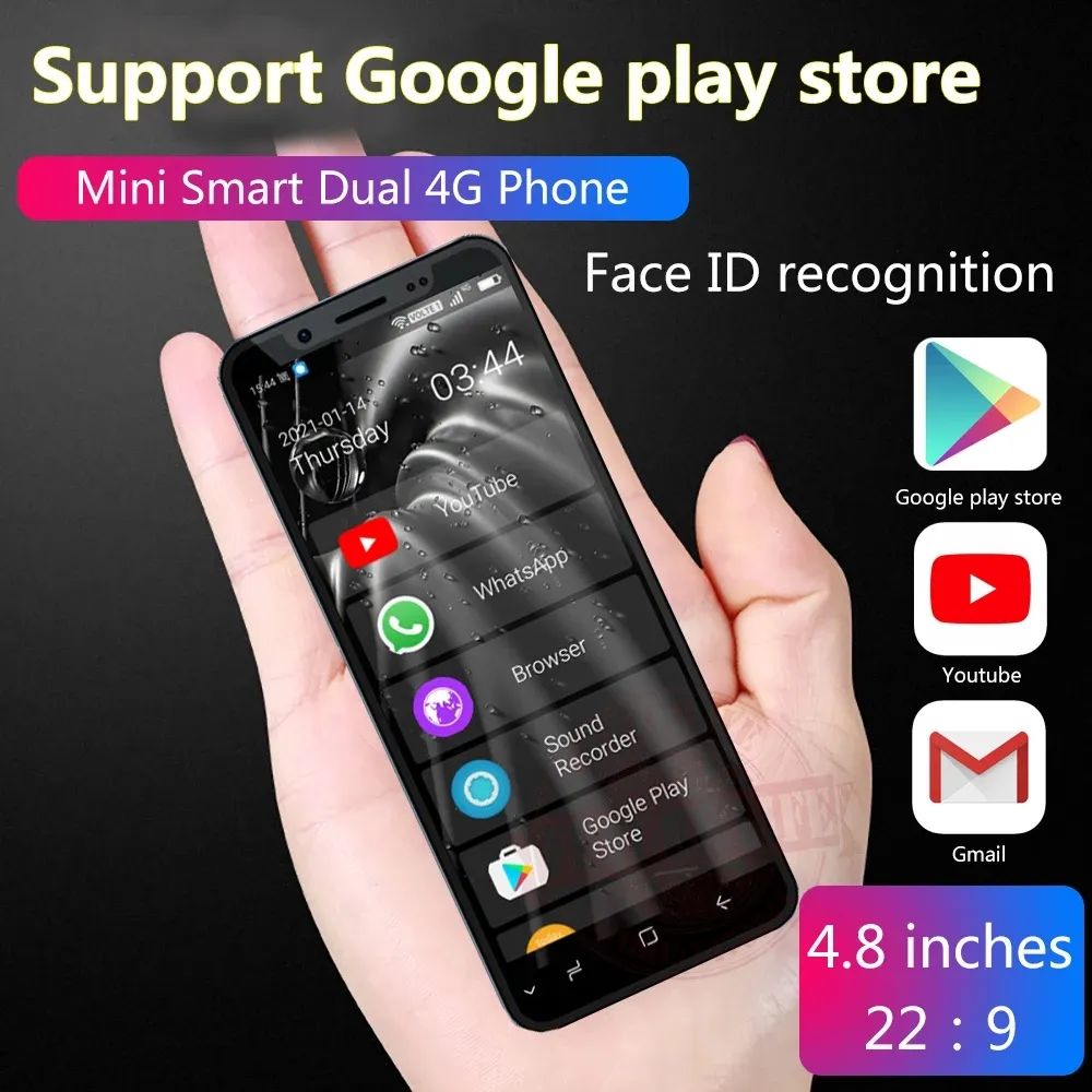 Originale K-touch S11S Mini Smartphone 4GB 64GB 4.8" android 9.0 Riconoscimento facciale sbloccato LTE 4G Dual Sim Card cellulare Supporto Google Play Piccolo telefono cellulare per studenti