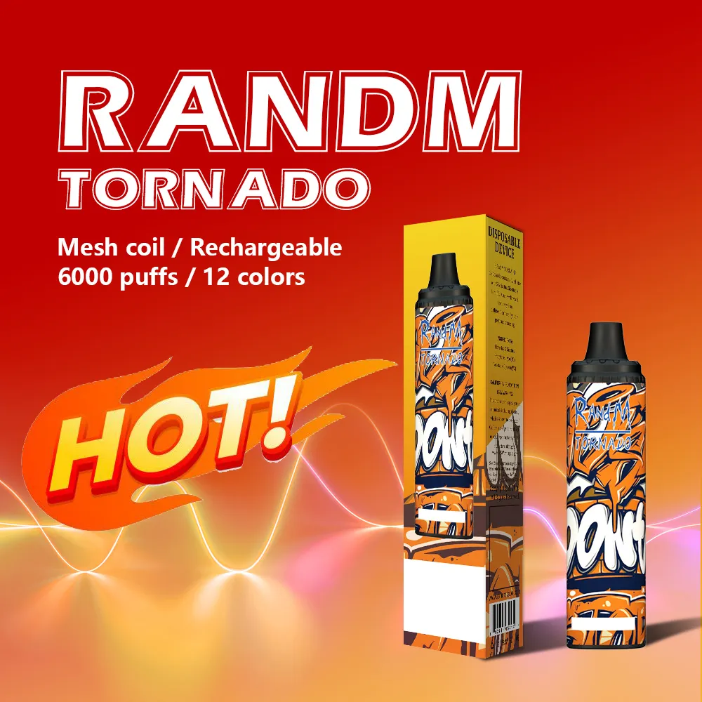 Fumot 100% autêntico descartável E Cigarro Randm Tornado 6000 Puffs Vape Caneta com dispositivo de vagem 12ml pré-preenchido