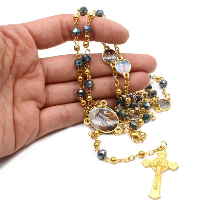 Pendant Necklaces 4 Styles Fashion Catholic Virgin Mary Jesus Small Size Round Pearl Jewelry Accessories Chain Cross Rosary Beads Necklace