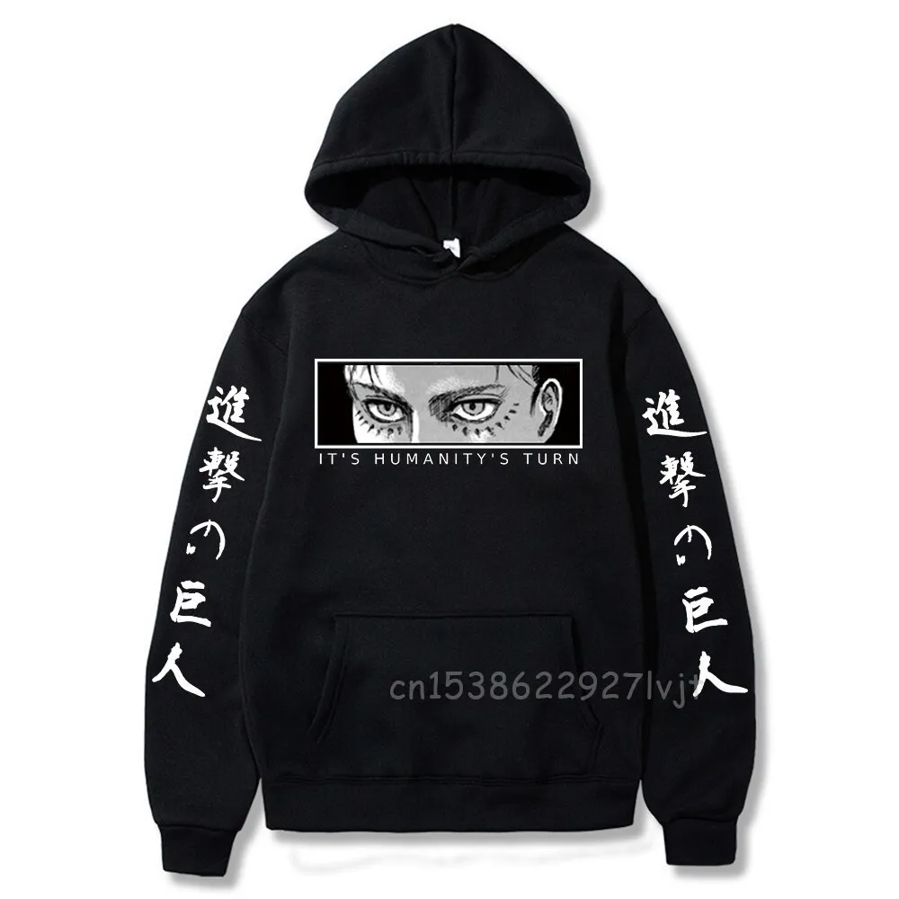 Harajuku Anime Hoodie Atak na Titan Eyes Długie Rękawy Casual Bluza Bluzy Anime Cartoon Hoodie Topy Y0319