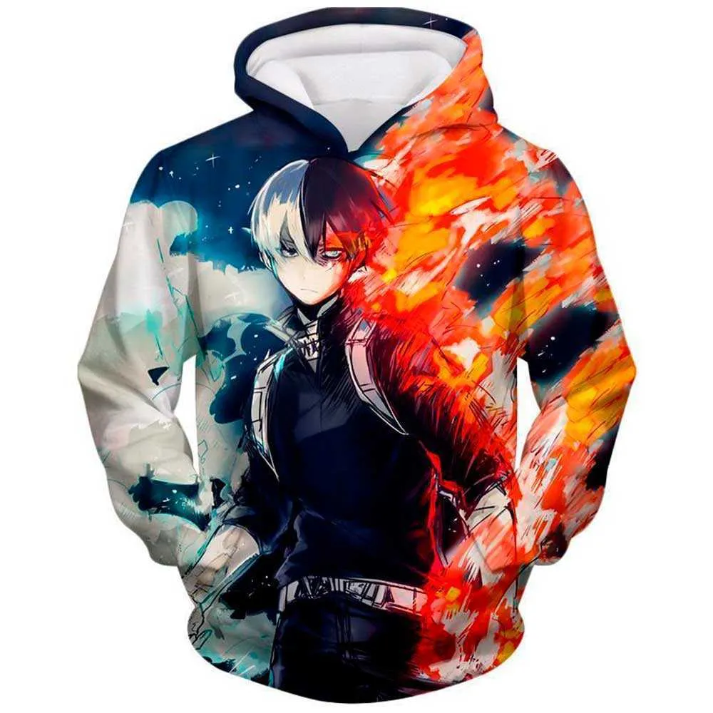 Anime Min Hero Academia Cosplay Kostym Hoodie Sweatshirt Jacka Fashion Katsuki Bakugo Tecknade Kortkorgar Kvinnor Unisex Uniform Y0804