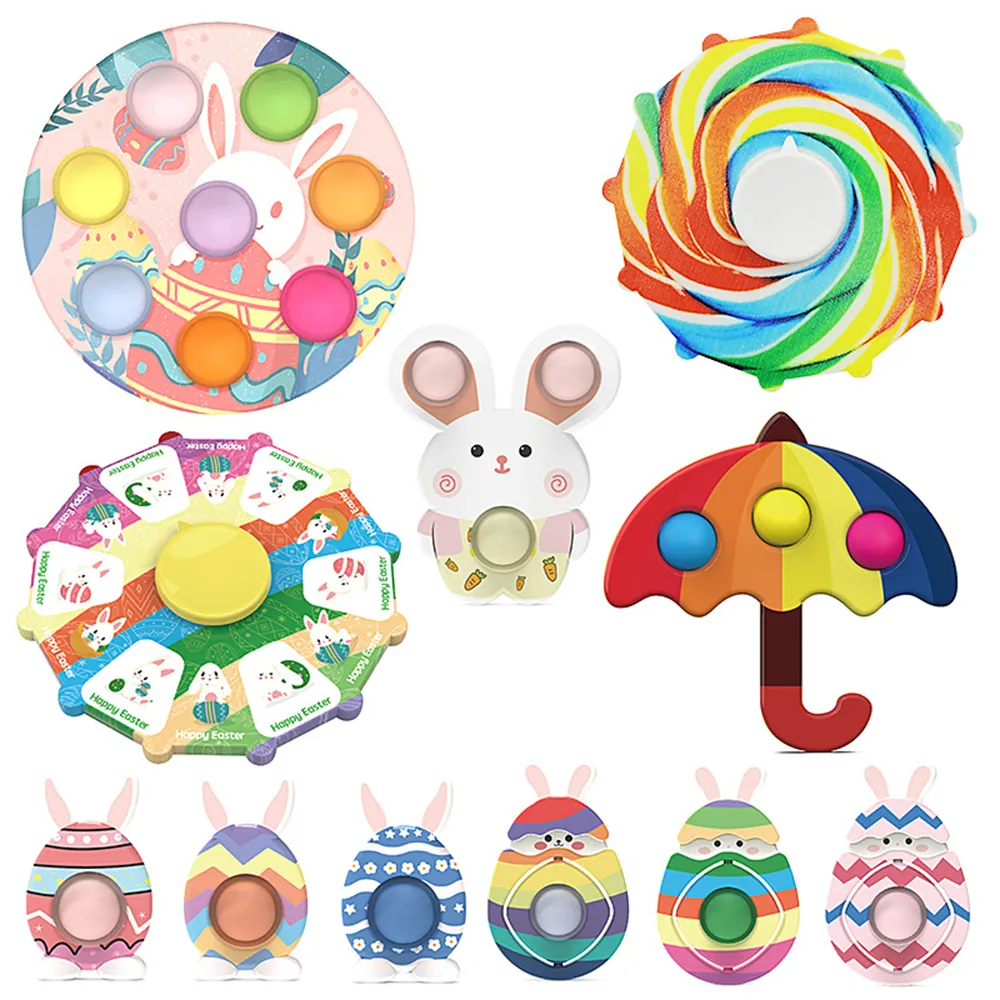 Pasqua Bunny Egg Bubble Push Anti-Stress Toy's Childre's Children's Fidget Sensory Toys Gaggo da regalo di Pasqua per bambini