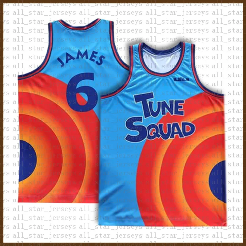 2021 Movie Space Jam Tune Squad Basketball Jersey Blau Lebron 6 James 23 MJ 1 Bugs 22 Bill Murray 10 Lola 2 D.DUCK ! Taz 1/3 Tweety Purple 2022