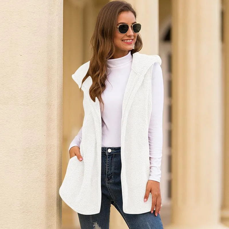 Long white deals sleeveless cardigan