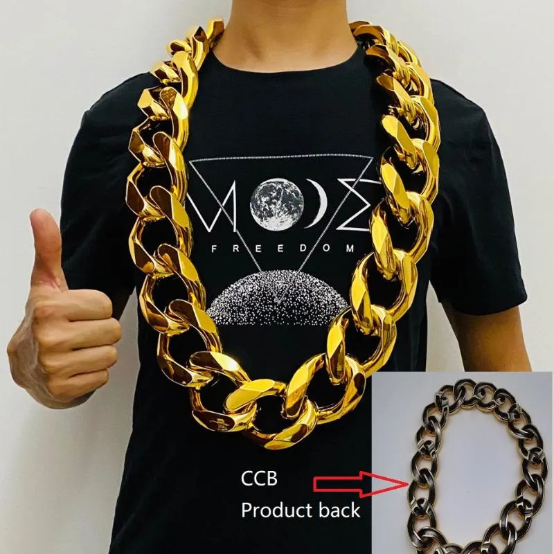 Kettingen nep grote gouden ketting mannen dominante hiphop gothic kerstcadeau plastic prestatie rekwisieten lokale Nouveau Riche Jewelry306e