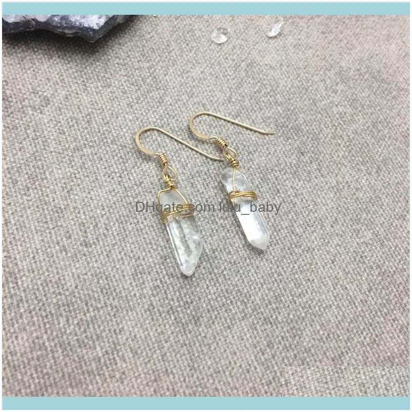 Dangle & Chandelier Natural Raw Quartz Crystal Point Earrings Matte Healing Gorgeous Witch Jewellery Fashion Wedding Women Gifts Beautiful