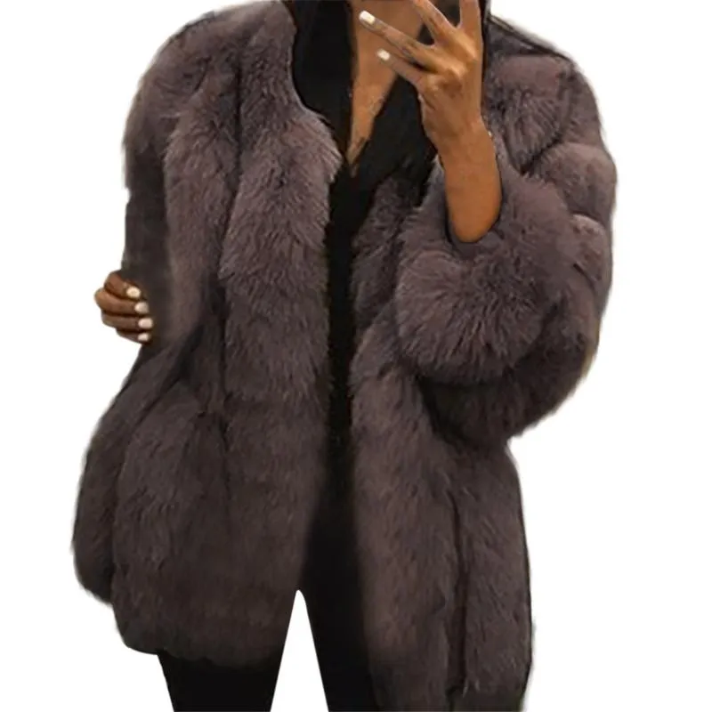 Elegant Pink Fur Winter Coat For Women Thick, Warm Fluff Outerwear With