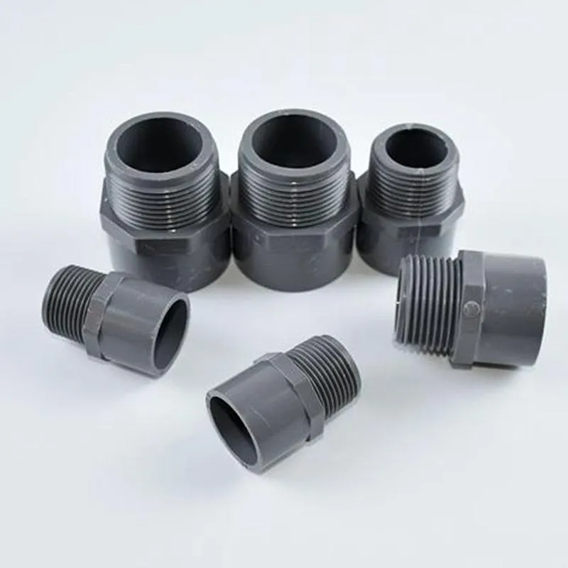 2-10Pcs 20/25/32/40/50/63mm ~1/2"-2" PVC Straight Connector Male Thread Pipe Joint Aquarium Parts Garden Irrigation Adapter Watering Equipme