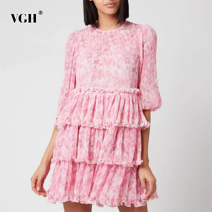 Pink Tie Dye Mini Dress For Women O Neck Lantern... From Long01, $42 In  Bulk | DHgate.Com