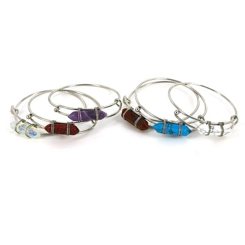 2020 Creative Healing Crystals Bracelets Amethyst Rose Quartz Bead Bracelet Healing Point Women Natural Stone Bangle Cuff Jewelry