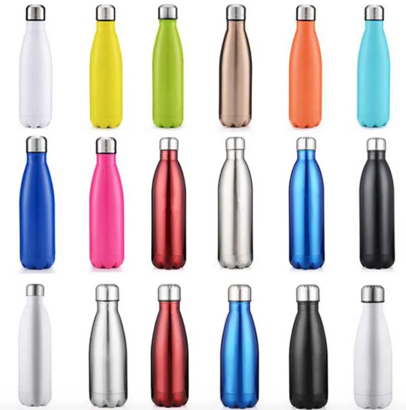 50pcs 304 acier inoxydable 350ml / 500ml vide tasse bouteille d'eau coke tasse isolation thermos mode mouvement veiné bouteilles