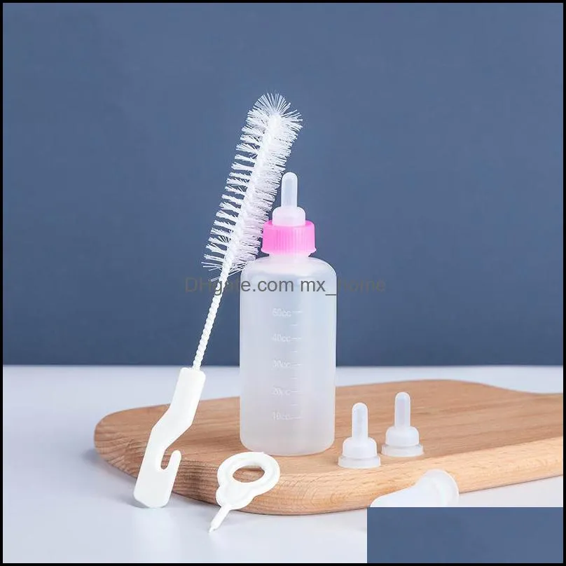 Puppy Feeding Bottle Kits Kitten Nursing Bottle Milk Feeder With Needle Replacement Nipples Cleaning Brush JK2012PH