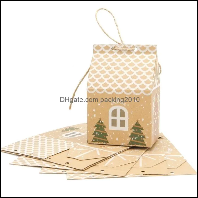 Gift Wrap 50pcs European Christmas Small House Kraft Paper Candy Box Box1