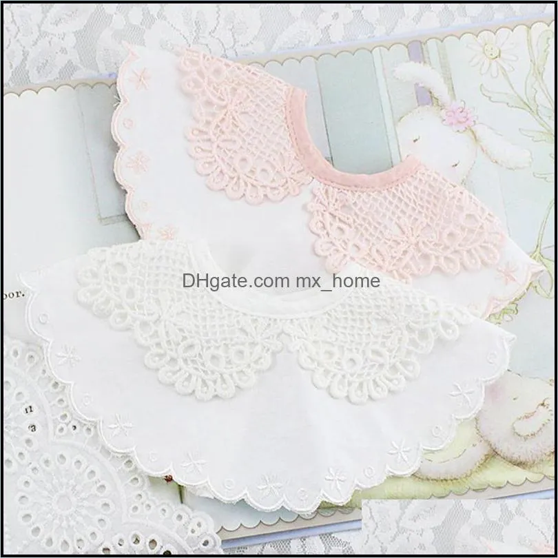 Bibs & Burp Cloths Baby Bib Lace Floral Decoration Saliva Towel Feeding Bandana Round Full Circle Soft Blend Cotton Comfortable Portable