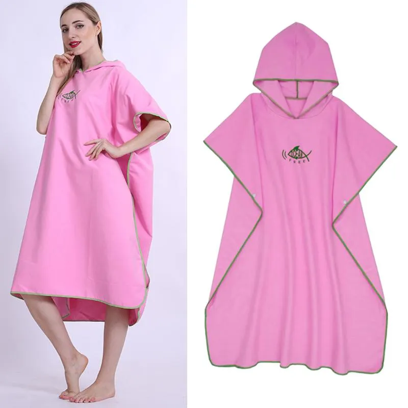 Trajes de una pieza Ligero Surf Poncho Mujeres Hombres Microfibra Cambiando Robe Swimmer Cape215S